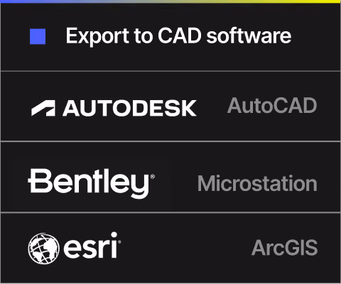 Export to CAD software — Autodesk AutoCAD, Bentley Microstation, Esri ArcGIS