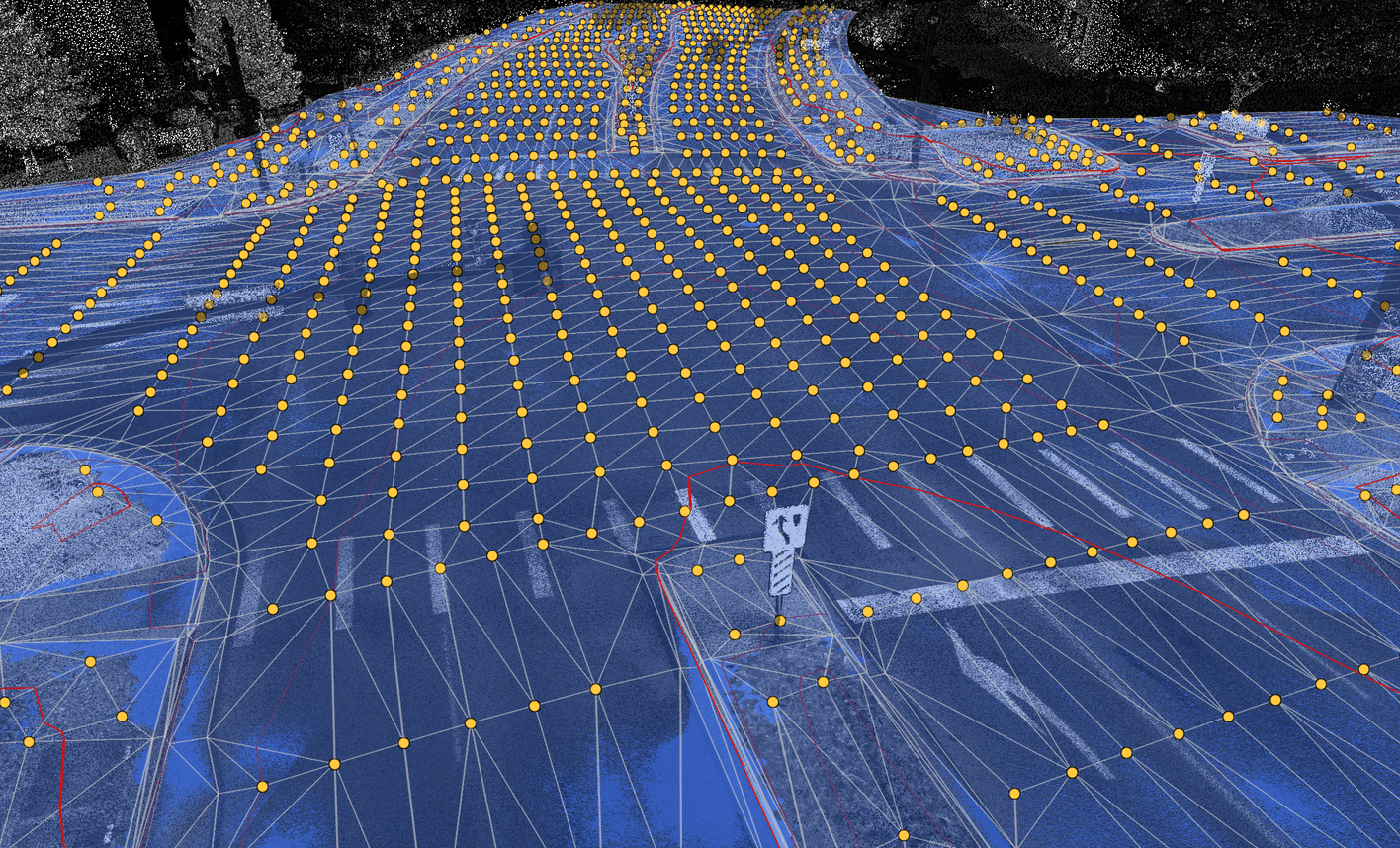 TIN surface, breaklines and linework extracted with Mach9
