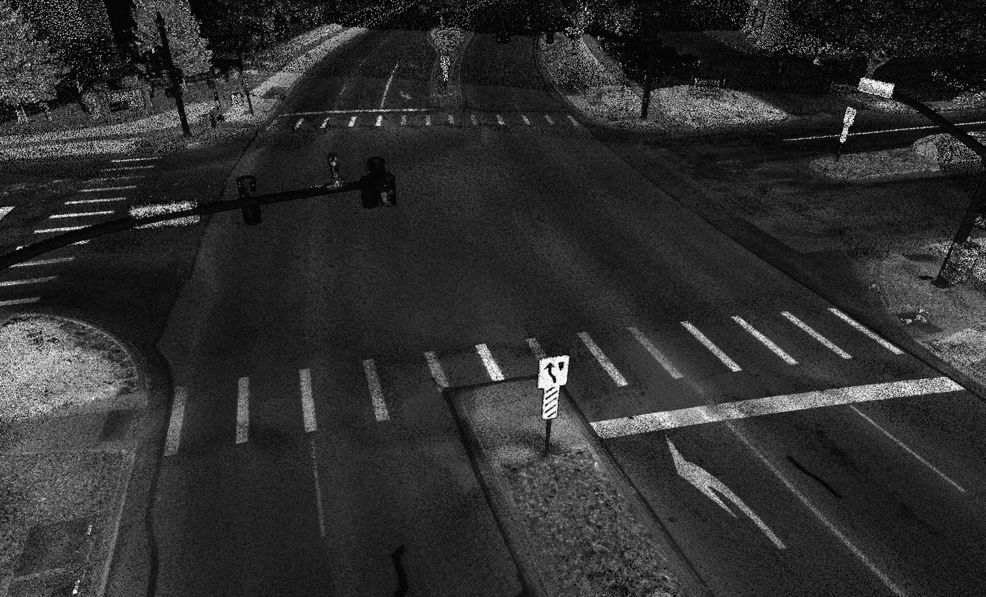 Raw point cloud of a signalized intersection