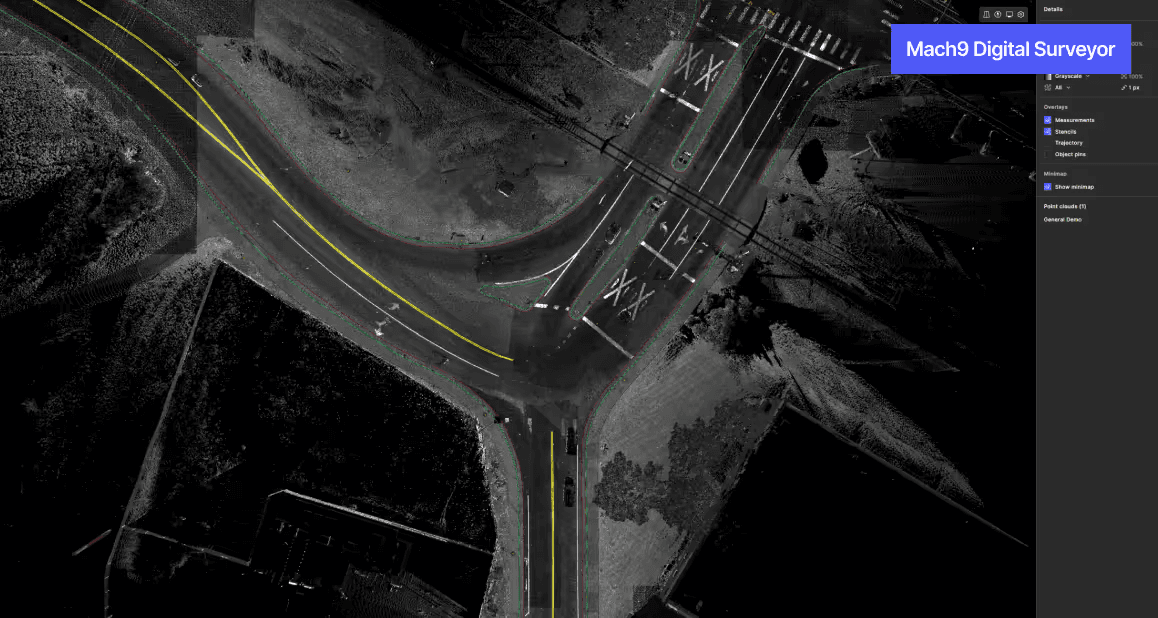 Data imported from Trimble Business Center into Mach9 Digital Surveyor