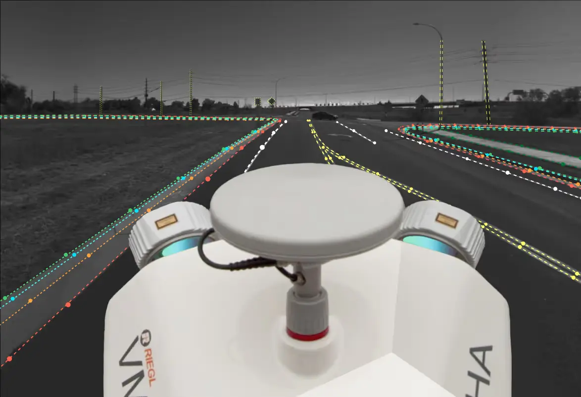 Mach9 + RIEGL hero visual: point-cloud and feature-extraction workflow
