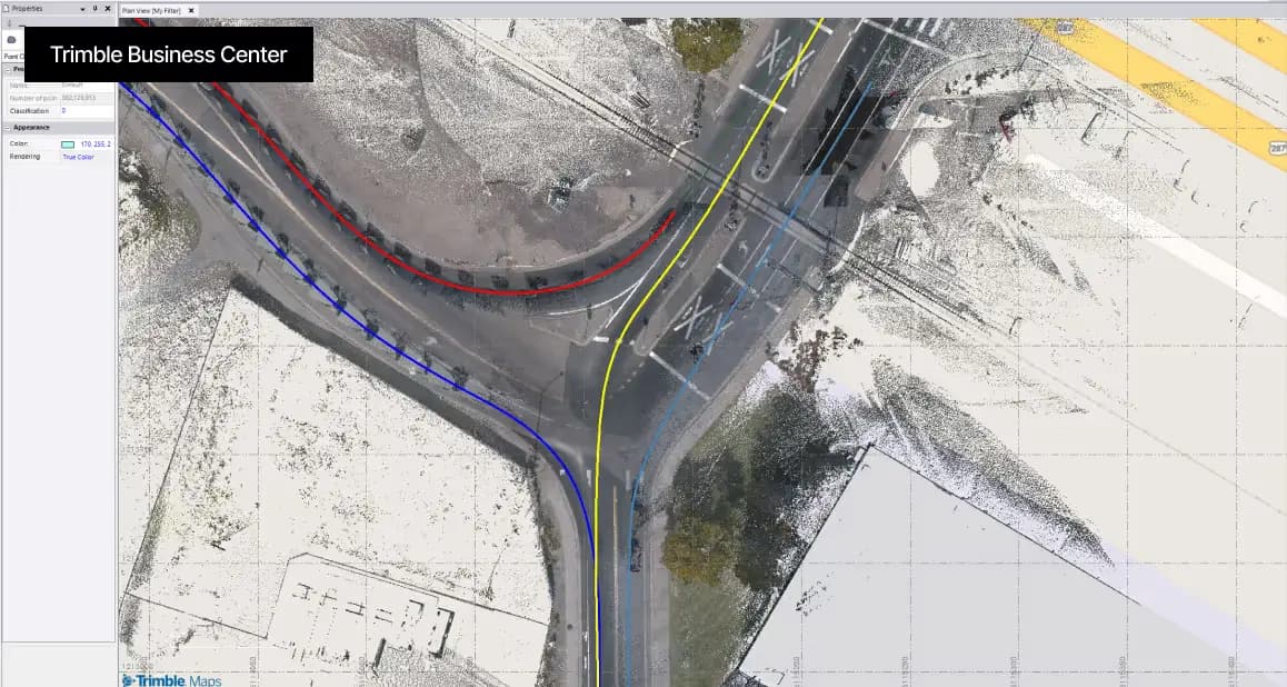 Trimble Business Center interface with partner data ready to import to Mach9