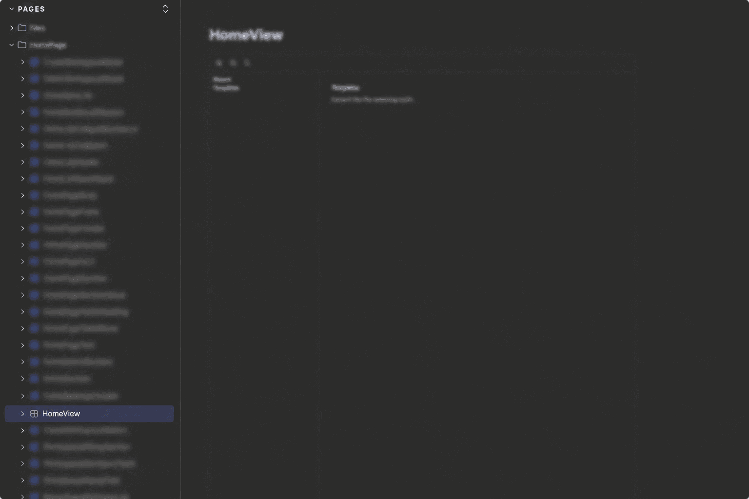 The Pages section of Storybook, with a long list of stories under a single HomePage folder
