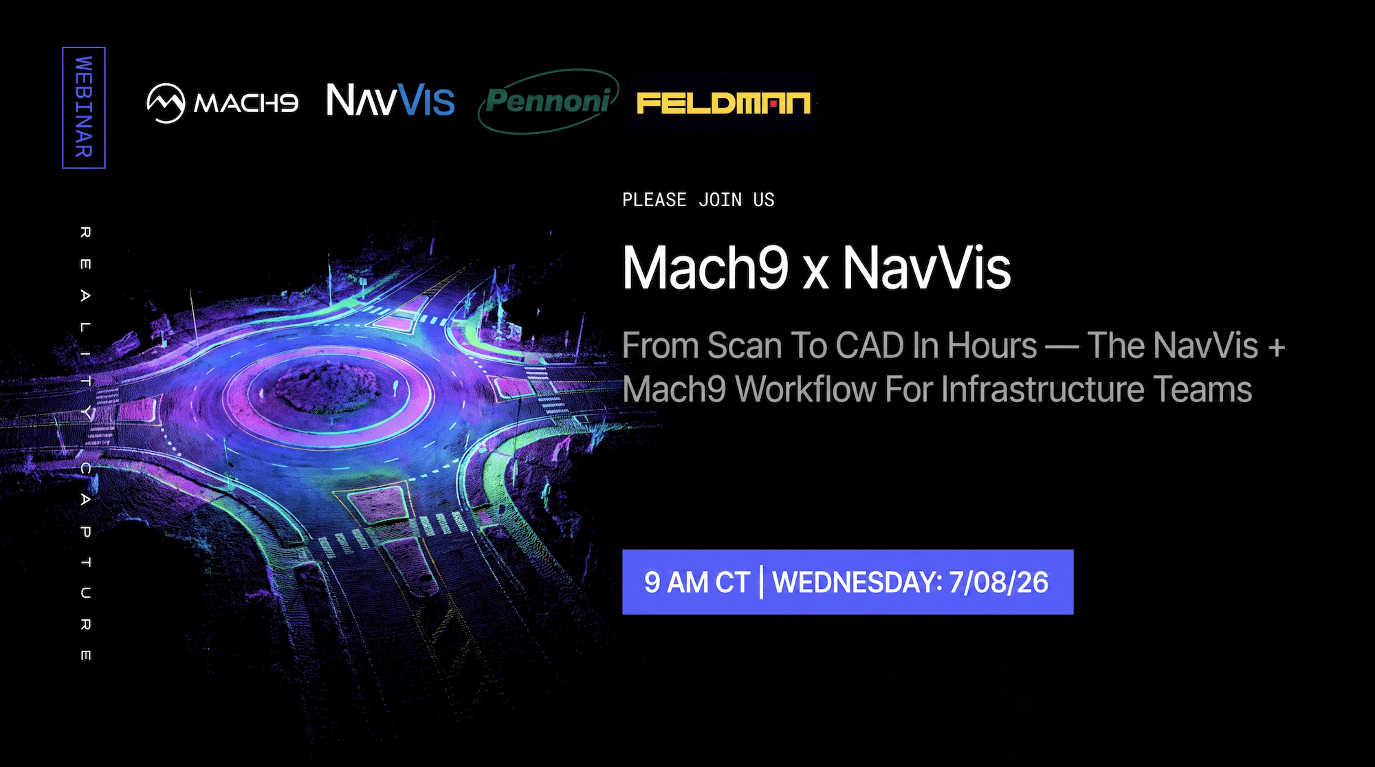 Mach9 × NavVis joint webinar — From Scan to CAD in Hours, with panelists from Pennoni and Feldman Geospatial